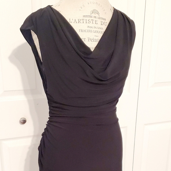Ronni Nicole Black Drape Lined Dress Size 6 - Picture 10 of 14